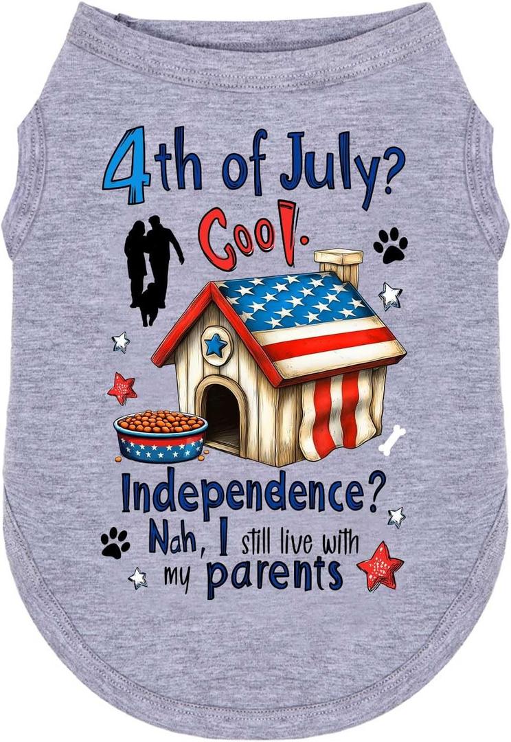 4th of July Dog Outfit Shirt Clothes for Small Medium Large Dog Pet Patriotic Independence Day Red White and Blue Fourth of July Girl Female Puppy Holiday T-Shirts with Funny Pattern House M