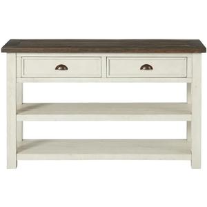 Martin Svensson Home Solid Wood Sofa Console Table, Cream White with Brown Top