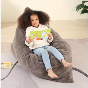 MOMCAYWEX 3-in-1 Kids Bean Bag Chair, Gaint Pillow Mattress for Kids, 35" x 50" x 10", Dark Brown