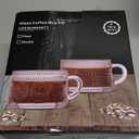 Gezzeny Vintage Coffee Mugs 14 Oz Set of 2 Amber Embossed Glass Tea Cups for Cappccino, Latte,Cereal, Yogurt, Beverage Christmas Thanksgiving Day Gifts