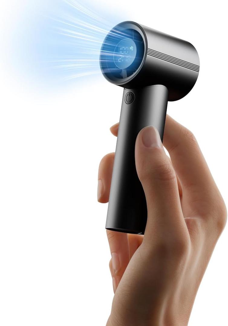 Mini Handheld Fan, Speed(1-199) Powerful Turbo Portable Fan, 30000 RPM High Speed Moter [14H Max Cooling Time] 5000mAh Battery Rechargeable,Pocket Personal Small Travel GIfts for Women Men,Black