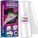 DTF Transfer Film Roll, 13" x 328ft Glossy Transfer Finish, Double-Sided Coated PET Film, Hot & Cold Peel Compatible