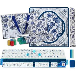 InnoBeta 160 Acrylic Mahjong Tiles Set with Mat, Racks and Accessories Chi, 1.25" x 0.90" x 0.62"