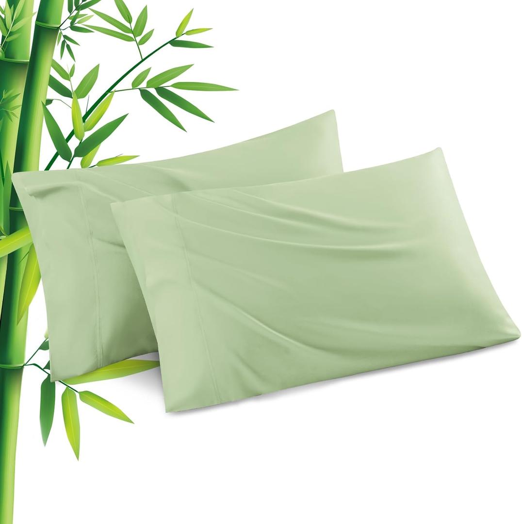 Pillowcases Queen Size 2 Pack, Cooling Viscose from Bamboo Pillow Cases with Envelope Closure, Cool & Breathable Pillow Cover for Hot Sleepers and Night Sweats, 20" x 30"