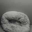 Bedsure Calming Dog Bed for Medium Dogs - Donut Washable Medium Pet Bed, 30 inches Anti-Slip Round Fluffy Plush Faux Fur Cat Bed, Fits up to 45 lbs Pets, Frost Grey
