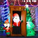 6FT Christmas Inflatables Yard Decorations, Blow Up Santa's Outhouse with Elf Christmas Tree, Lighted Holiday Decorations for Xmas Party, Lawn, New Year