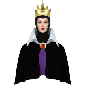 Women Evil Queen Costume Wicked Grimhilde Crown Cape Halloween Villain Fairy Tale Outfit for Adult One Size
