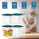 BIEAMA 4 Pack Food Storage Containers with Lids, 4 Quart Square Commercial Food Containers, NSF, Polycarbonate, Clear