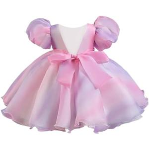 Kismissal Toddler Flower Girl Dress Backless Puffy Tutu Dress for Baby Girls Puff Sleeve Pageant Dresses Birthday Party, Size: 6-7 Years