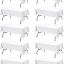 10-Pack White Tablecloths for Rectangle Tables, 60 x 102 Inches, Stain-Resistant Polyester Fabric for 6 Foot Tables - Washable Table Covers for Weddings, Banquets, Birthday, Parties, Events