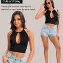 Summer Tops for Women Y2k Crop Halter Tank Top Going Out Trendy Cami Sexy Open Back Ribbed Knit Club Outfits (Black, XL)