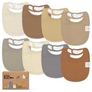 8-Pack Organic Baby Bibs for Boys, Girls - Soft Cotton Drooling and Teething Bibs for Baby Girl & Boy, Extra Absorbent, Easy to Clean & Put On for Toddler, Newborn, Infant 0-24 Months (Terracotta)