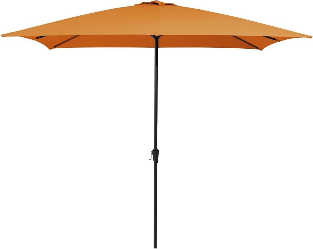 MEWAY 8x10 ft Rectangular Patio Umbrella Outdoor Umbrella with Crank, Table Market Umbrella 6 Sturdy Ribs UV Protection for Garden, Pool, Backyard, Orange