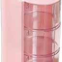 predolo Dustproof Makeup Sponge Organizer Multi-Functional Rotating Makeup Brush holder Clear Design Dressing Table Organizer Tool Container, White, Two Layers