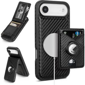 Compatible with MagSafe iPhone 17 Air Wallet Case,Carbon Black