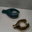 Orange and Gold Ceramic Hollow Vases Set of 2 - Mid Century Modern Donut Decorative Flower Vase, Boho Gold Vase for Pampas Grass and Wedding Dining Table Decor Centerpieces