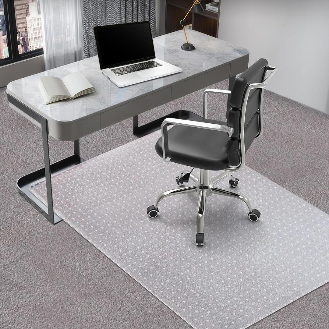 Vicwe Office Chair Mat for Carpeted Floors, 48"X36" Rectangle Desk Chair Mats with Studs for Low and No Pile Carpeted Floors, Easy Glide Computer Desk Chair Mat for Home & Offices (Transparent)