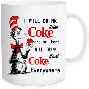 Love For Coke I Will Drink Diet Coke Here Or There For Friend Lover Husband Wife Colleague Sibling In Birthday Christmas Thanksgiving Gift11Oz Novelty Coffee mug white