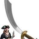 Nicky Bigs Novelties Short Fantasy 18" Arabian Pirate Curved Sword Prop Plastic Cutlass Cosplay Weapon Halloween Theater Costume Fantasy Dress Up Lightweight for Adults
