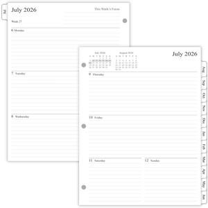 Newestor 2026-2027 Weekly Planner Refills for 3-Ring Binder with Monthly Tabs, Jul 2026 - Jun 2027, 8-1/2" x 11", Folio Size 5 / Monarch