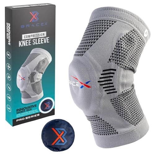 Compression Knee Sleeve for Men and Women | Patellar Stabilizing Knee Brace for Arthritis Pain, Sprains, Injured Knees, and Sports Injuries | Insertable Hot and Cold Gel Knee Pad (X-Large)
