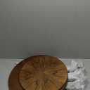 Side Table, 2-Tier Round End Tables Living Room, Mid Century Modern Side Table, Round Nightstand, Oak Accent Table, Small Round Coffee Table, 16.54" Dia.x 23.62" H(Walnut)