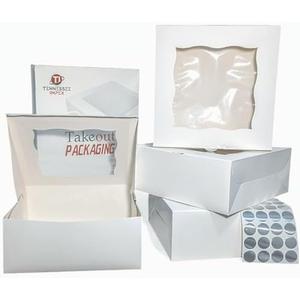 Tennessee IMPEX Cake Boxes, Clear Window, 10x10x4 Inches [Pack of 25], for Cakes, Cupcakes, Pies, Donuts, and Treats