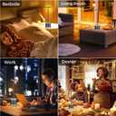 Black LED Cordless Table Lamp Set of 2, Rechargeable Wireless Lamps with Speaker, 3 Color Dimming Desk Lamp for Bedside, Room, Office, Restaurant, Bar, Night