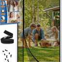 Magnetic Screen Door Left Right Side Opening Polyethylene Terephthalate Mesh Greater Than Fiberglass and Polyester Easy Install Fit Door Size (Fit Door 36"x82"/Screen 39"x84, Black)