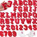 Lyrow 72 Pieces Chenille Letters Patches Iron on 3. 2 H x 2. 2 W Letters and Numbers a to Z Alphabet, Numbers 0 to 9 Embroidery Applique Patch for Clothing Backpacks Hats DIY Supplies(Red)