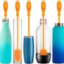 12.5" Silicone Bottle Brush & Straw Cleaner Brush Set | Water Bottle Cleaner for Hydro Flasks, Tumblers, Glassware, Vases and Narrow Neck Containers (Orange)
