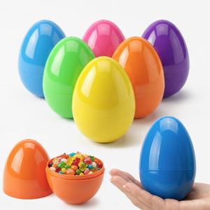 Easter Eggs Decorations Plastic Large: 5 Inch 6 Pack Jumbo Fillable Colorful Bright Easter Egg Hunt Empty Bulk Assortment