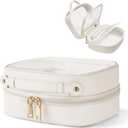 Clear Cosmetic Bag Double Layer Travel Toiletry Bag Clear Makeup Bag Case with 4 Compartments, Transparent Travel Bag for Toiletries, Large Toiletry Bag for Women Cosmetic Case (White, Small)