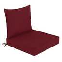 Waterproof Outdoor Chair Cushions 24x24, Outdoor Cushions for Patio Furniture with Removable Cover, Outdoor Deep Seat Patio Cushion Set with Backrest for Sofa, Couch and Patio Chairs, Burgundy