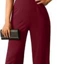 YMDUCH Women's Casual Sleeveless Off Shoulder Wide Leg Long Pant Jumpsuits (Large, Winered)