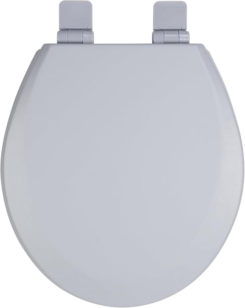 Toilet Seat, Slow Close, Soft Touch, Ultra-Smooth Matte Finish (No Orange-Peel Texture), Premium Moulded Wood, Quick Release, PIKLiDS (Gray, Round)