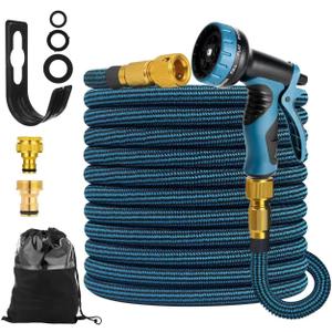 75FT Garden Hose Expandable Garden Hose with 10 Function Hose Spray Gun/Solid Brass Fittings Leak Proof Lightweight - Used for Gardening Watering etc(75FT)