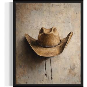 HomeArtPrint Cowboy Hat Art Print Poster Wall Art, Western Country Farmhouse Wild West for Bedroom, Bathroom, Living Room Art Decor, Size: 12" x 15"