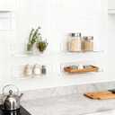 4-Pack Clear Acrylic Floating Shelves, Space-Saving Invisible Wall Shelves for Bathroom Kitchen Office Living Room, Modern Decor Set