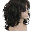karlery California 70s 80s Rocker Wig Men Women Long Curly Dark Brown Halloween Costume Anime Wig