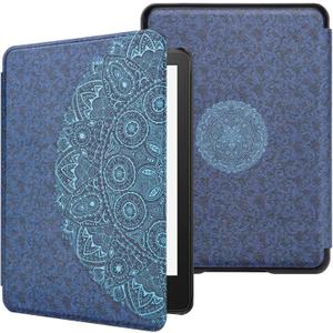 WALNEW Case for 6.8” Kindle Paperwhite 11th Generation 2021- Premium Lightweight PU Leather Book Cover with Auto Wake/ Sleep for Amazon Kindle Paperwhite 2021 Signature Edition/ Kids E-Reader, Blue Flowers