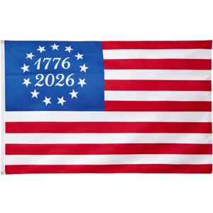 USA 250th America Anniversary 1776-2026 Betsy Ross Flag 3x5 Ft Historic 13 Star American Flag - Lightweight Poly-Cotton Patriotic Flag for Home Yard Porch Events Indoor Outdoor (USA 17762026)
