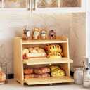 Trironsun Vintage Double Layer Bread Box for Kitchen Counter Bamboo Bread Storage Container Large Capacity Bread Storage Bin (Pink)