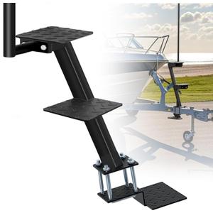3 Step Boat Trailer Steps, Heavy Duty 450 LBS Capacity, Boat Steps with Handle Non Slip Boat Ladder Trailer Tongue Step, Universal Fit Bass Boat, Pontoon Boat, Hunting Boat