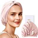 ZIMASILK 22 Momme 100% Mulberry Silk Shower Cap for Women Hair Care, Silk Hair Wrap for Sleeping (One Size, Pink)