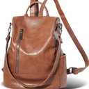 Women Backpack Purse PU Leather Anti-theft Casual Shoulder Bag Fashion Ladies Satchel Bags (Brown)