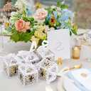 50PCS Baptism Favor Boxes, 2.2''x2.2''x2.2''Laser Cut Favor Boxes with 50 Ribbons for Baby Shower Favors Baptism Decorations First Communion Party (White)