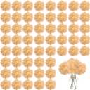 WEISPARK 100PCS Artificial Hydrangea Flowers, Fake Flowers Silk Hydrangea Full Flowers Heads with Stems for Wedding Home Party Shop Baby Shower Decor (Champagne)