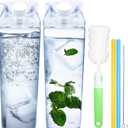 4 x 2 Pack 33oz Milk Carton Water Bottle -Clear Square Milk Bottles BPA Free Portable Water Bottle with Straws & Cleaning Brush and Bottle Brush for Outdoor Sports Travel Camping Activities(H06)