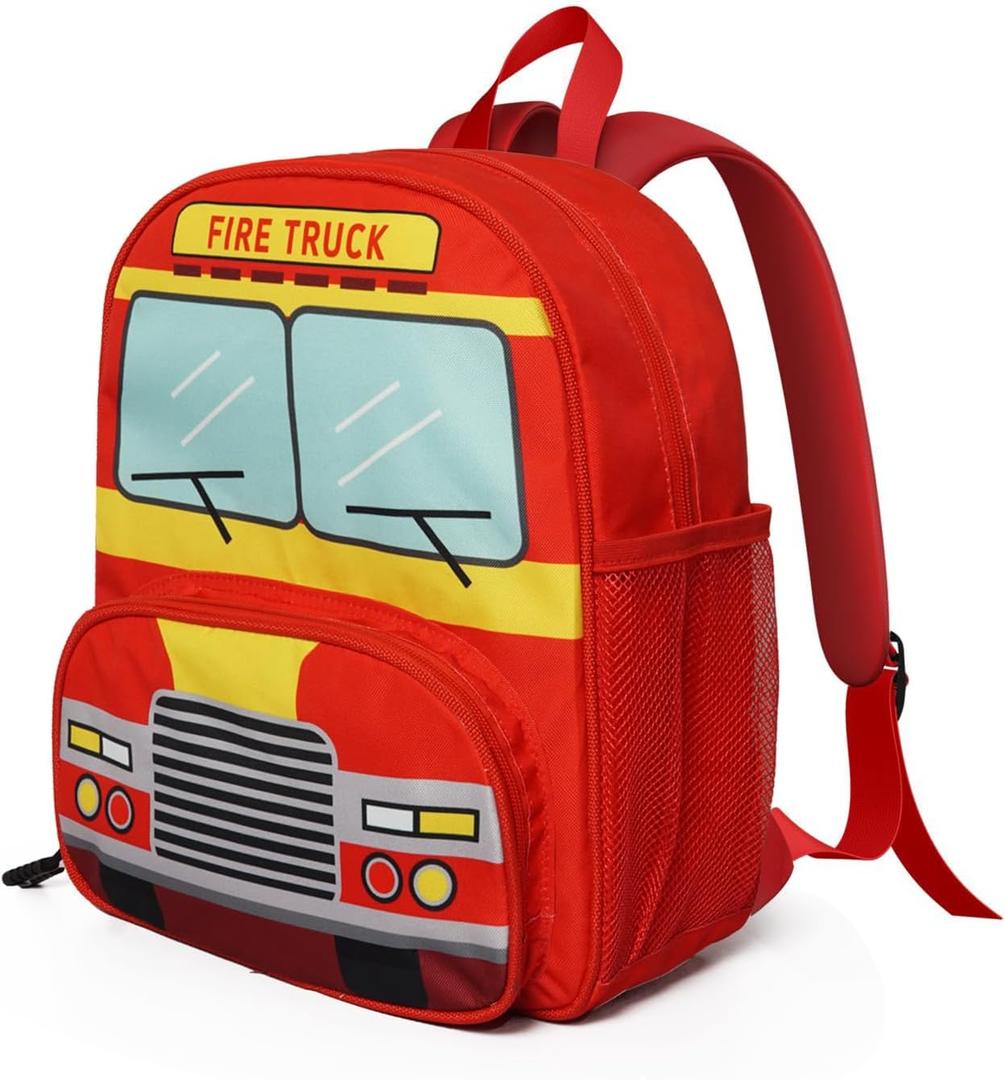Toddler Backpack for Girls 3-8: Preschool Kindergarten Backpack - Cute Kids Backpacks for Girls Boys-Fire truck (15H)
